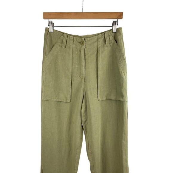 J.Crew Womens Linen Blend Utility Pants Size 2 Khaki Green New With Tags - Picture 3 of 5